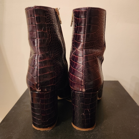 J. Crew Stamped Croc Zip Boots Brown 7.5 - Picture 4 of 6